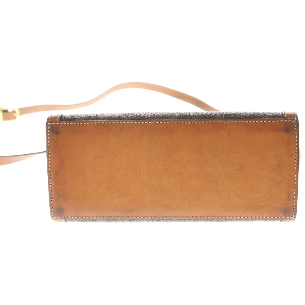 CELINE(セリーヌ) マカダム ターンロック ショルダーバッグ ブラウン レザー×PVC レディース