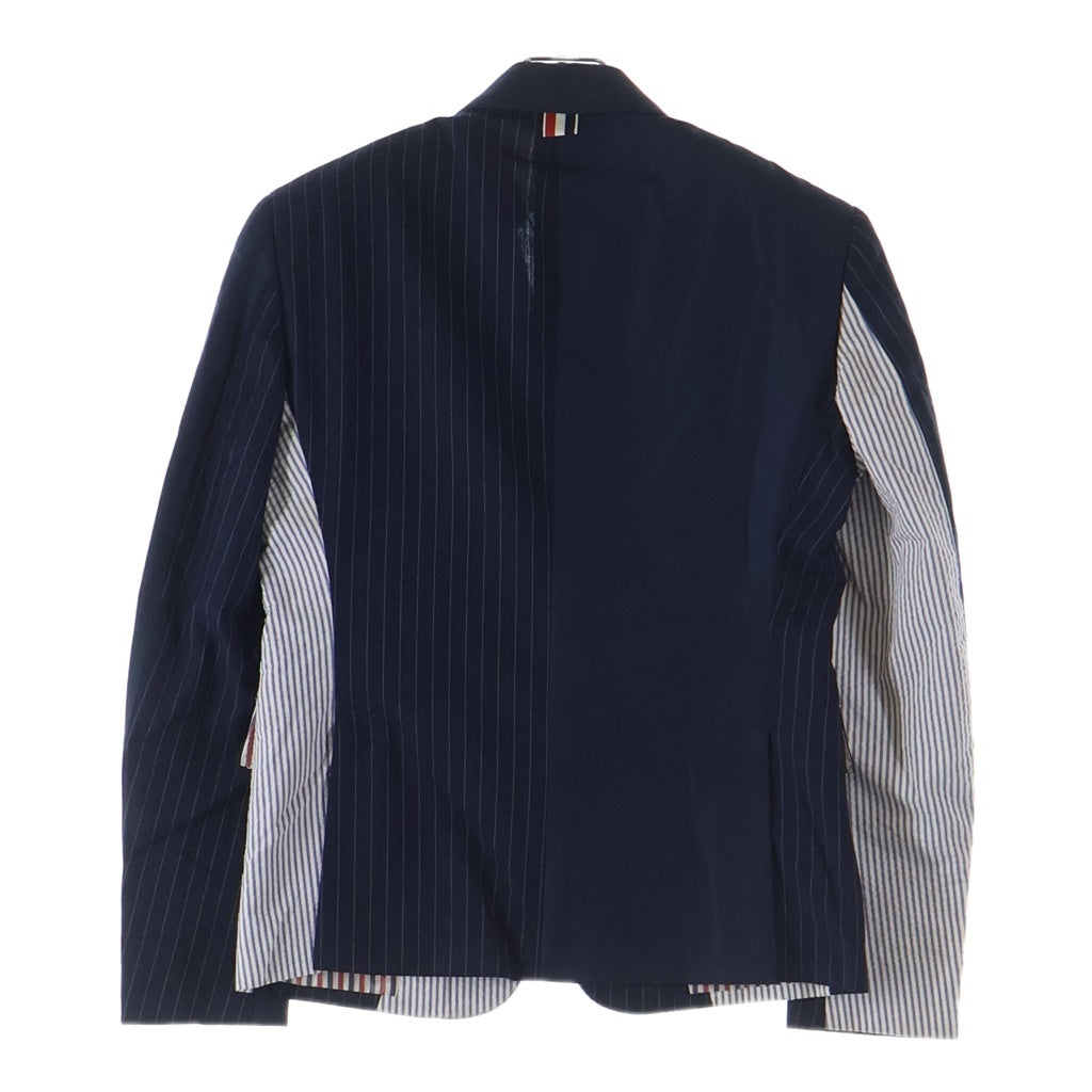 THOM BROWNE(トムブラウン) Patchwork jacket tailored jacket MJC159F00572415/A0161I12570 パッチワーク ストライプ柄 2B テーラードジャケット ネイビー/ホワイト