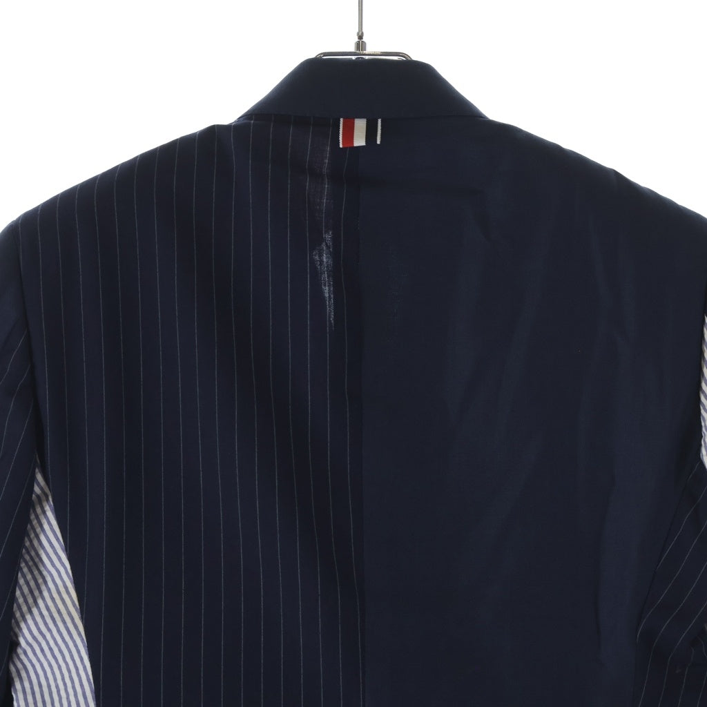 THOM BROWNE(トムブラウン) Patchwork jacket tailored jacket MJC159F00572415/A0161I12570 パッチワーク ストライプ柄 2B テーラードジャケット ネイビー/ホワイト