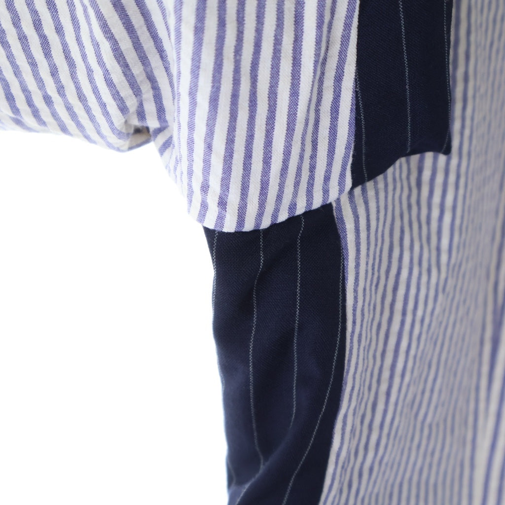 THOM BROWNE(トムブラウン) Patchwork jacket tailored jacket MJC159F00572415/A0161I12570 パッチワーク ストライプ柄 2B テーラードジャケット ネイビー/ホワイト