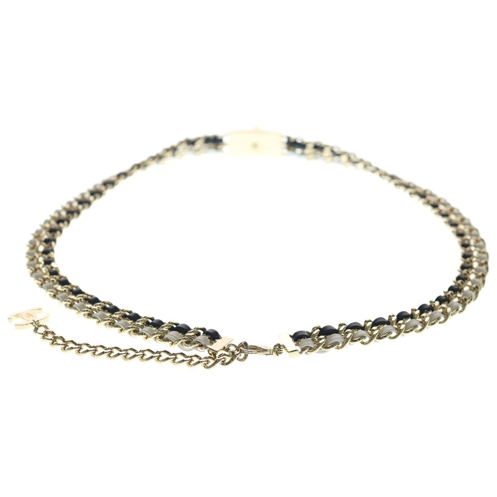 CHANEL(シャネル) ダブルチェーンベルト B22 A ゴールド/ホワイト/ブラック レディース