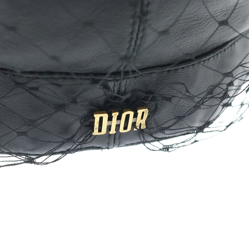 Christian Dior(クリスチャンディオール) ベール付き キャスケットキャップ 帽子 ラムスキン ブラック 85PAR920G700 レディース