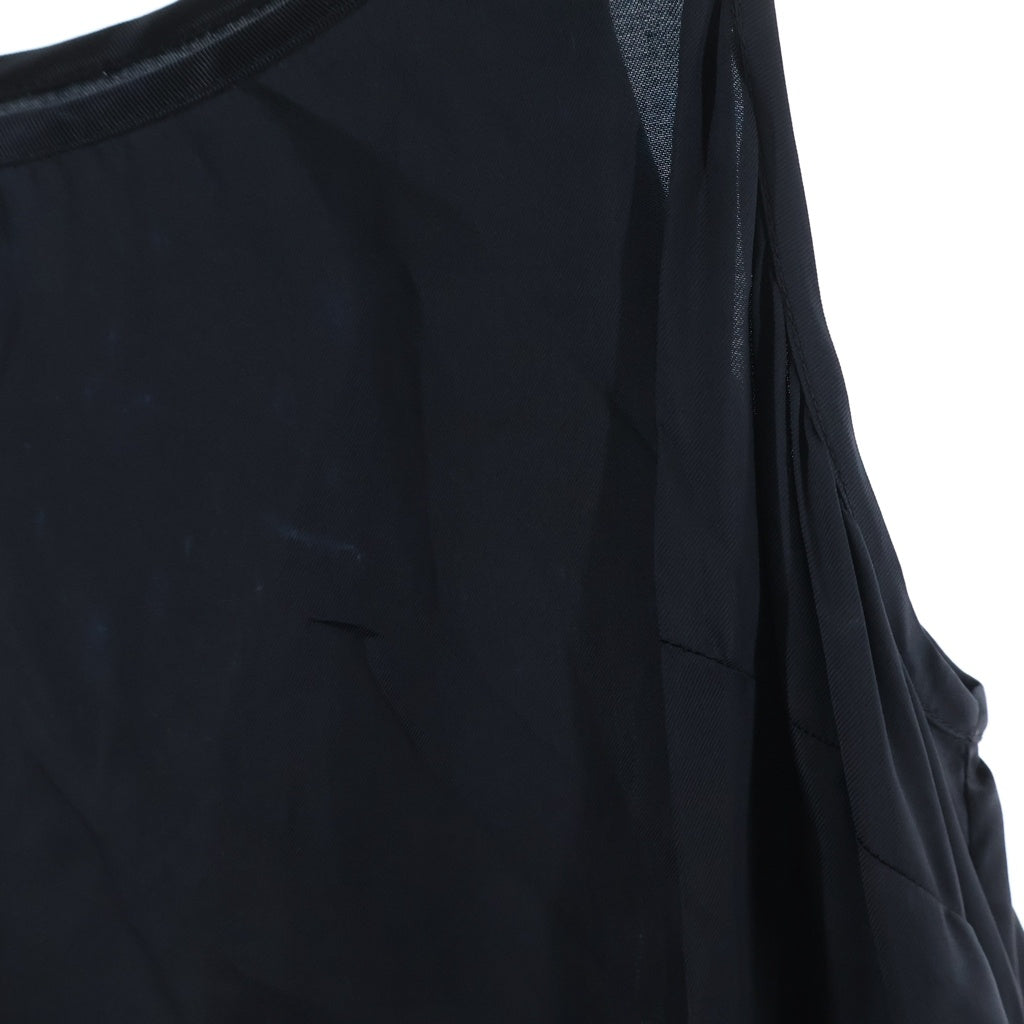DRIES VAN NOTEN(ドリスヴァンノッテン) Feather Skirt Slip Dress フェザー装飾 スリップワンピース ブラック/ブルー レディース