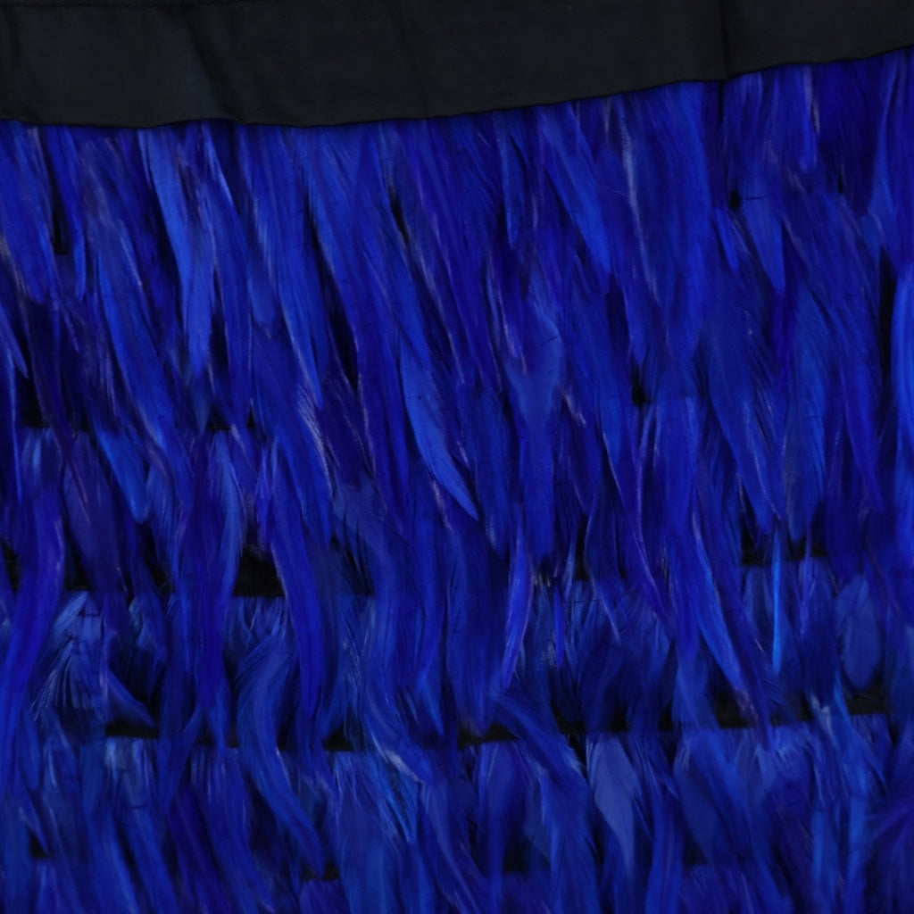 DRIES VAN NOTEN(ドリスヴァンノッテン) Feather Skirt Slip Dress フェザー装飾 スリップワンピース ブラック/ブルー レディース