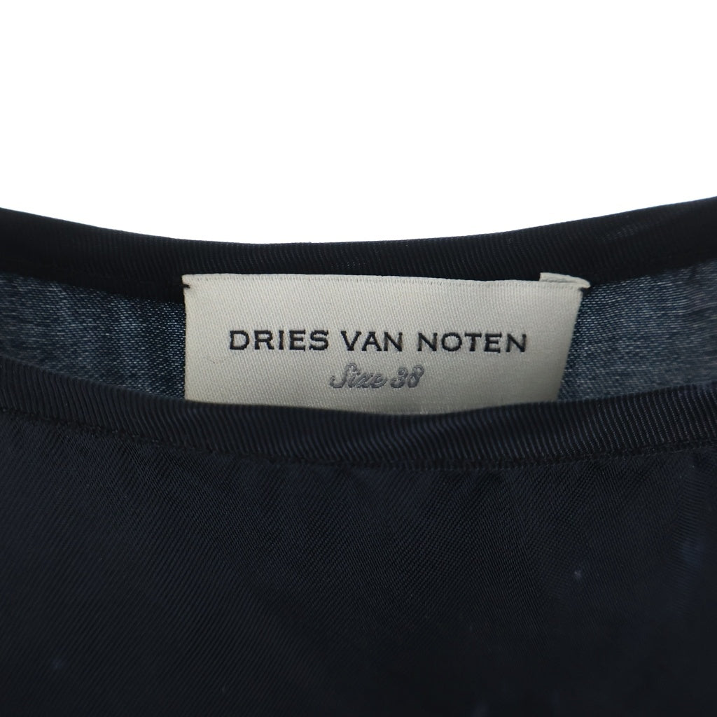 DRIES VAN NOTEN(ドリスヴァンノッテン) Feather Skirt Slip Dress フェザー装飾 スリップワンピース ブラック/ブルー レディース