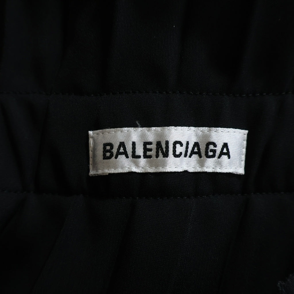 BALENCIAGA(バレンシアガ) サイドジップ ロゴ プリーツ アシンメトリー ロングスカート ブラック 529757 TYD15 レディース