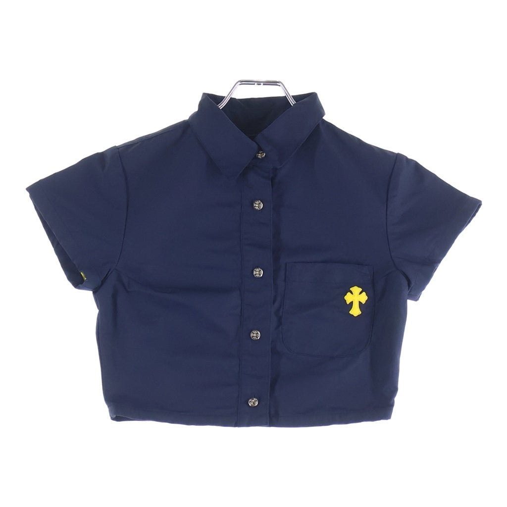 CHROME HEARTS(クロムハーツ) クロスパッチ クロスボールボタン ナイロン 半袖シャツ ネイビー