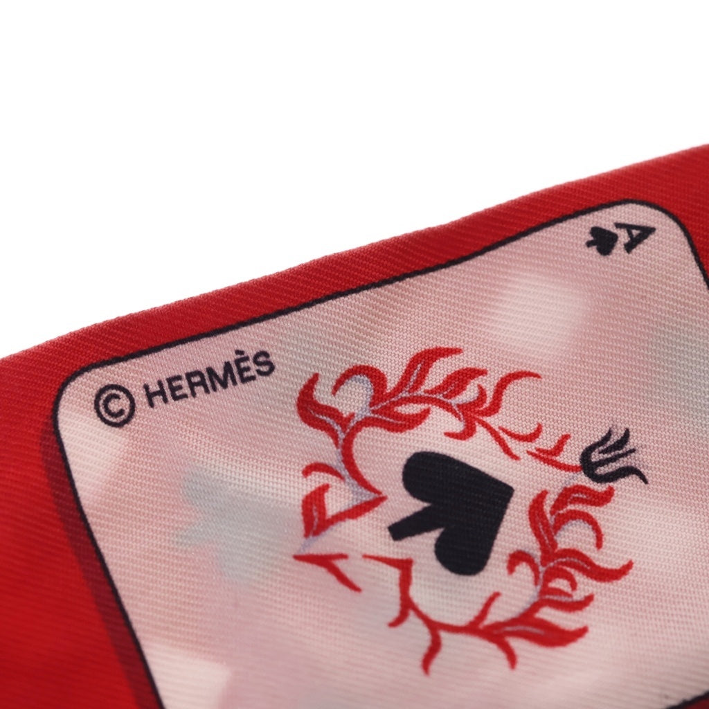 HERMES(エルメス) JED DE CARTES トランプ柄 ツイリー シルク レッドx