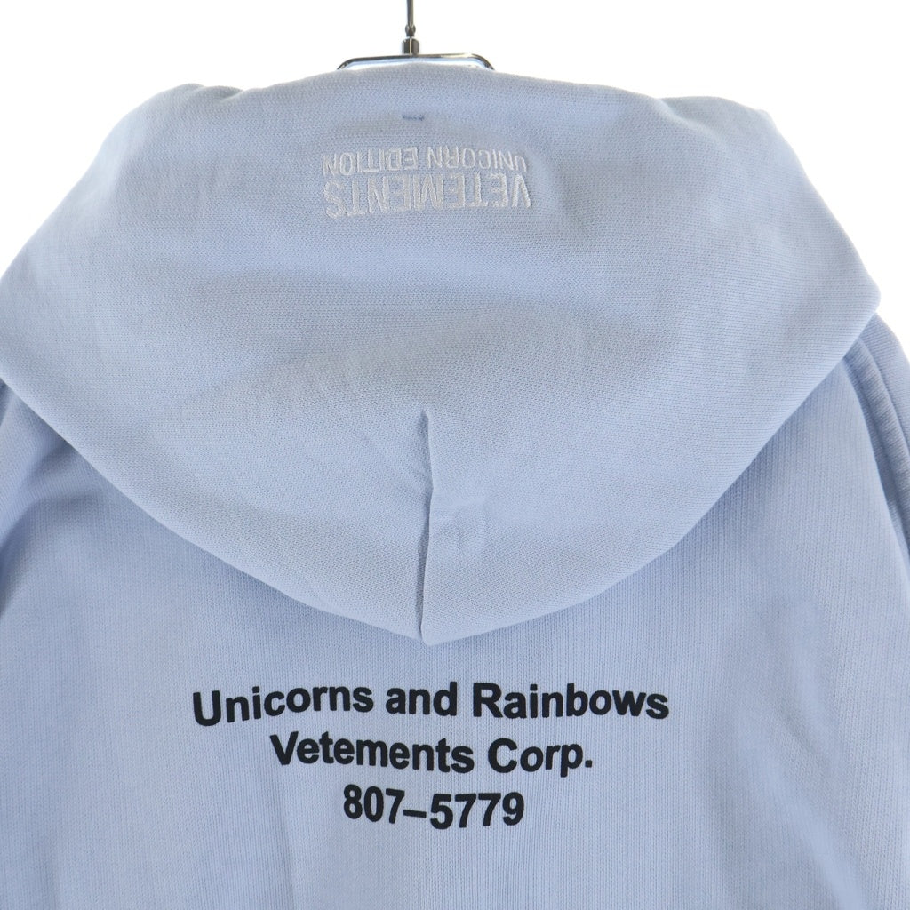VETEMENTS(ヴェトモン) 21SS Magic Unicorn Hoodie UE51TR400X マジック ユニコーン フーディ フロントプリント プルオーバースウェットパーカー ブルー