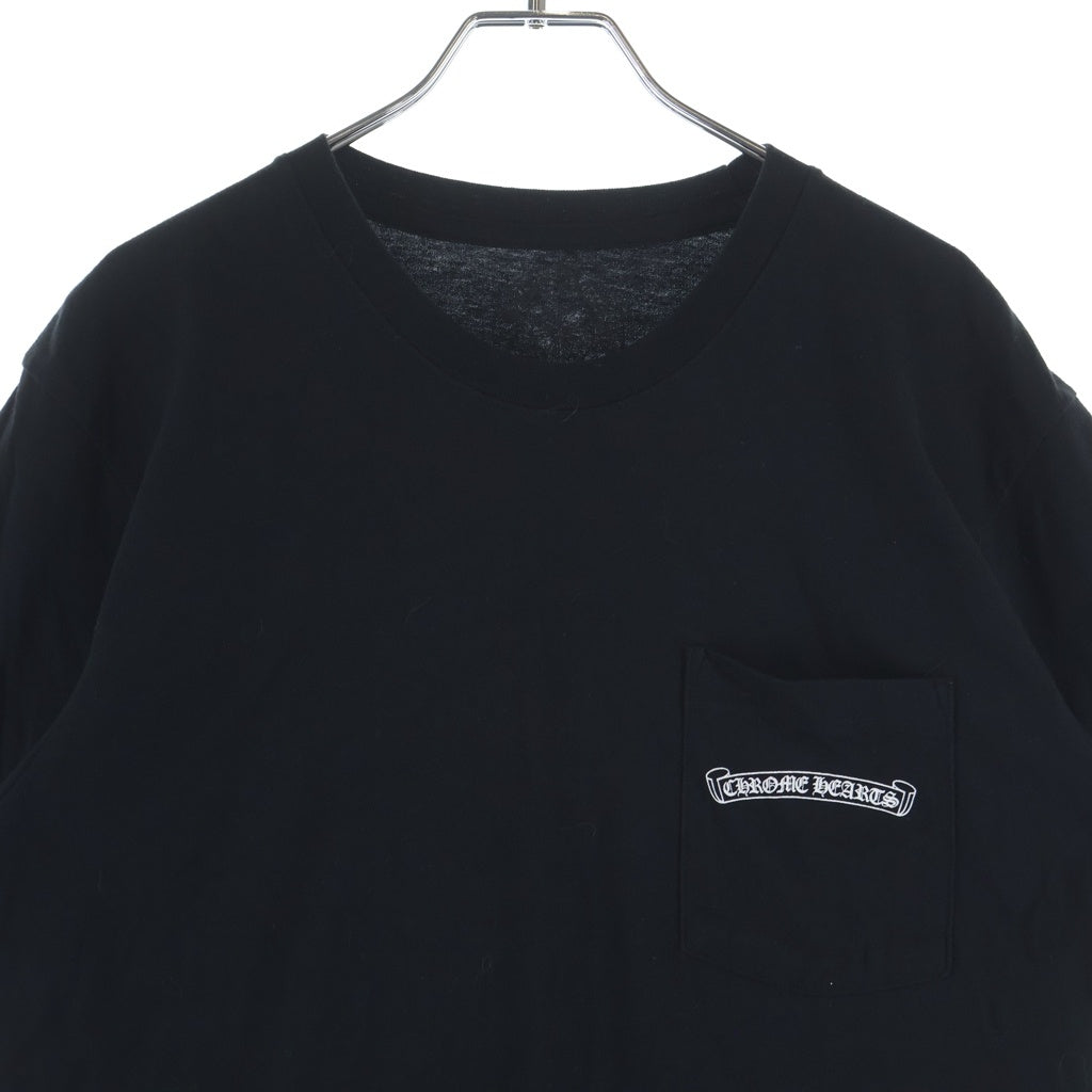 CHROME HEARTS(クロムハーツ) SCROLL LABEL T-SHIRT スクロールラベルプリント クルーネックポケット 半袖Tシャツ カットソー ブラック