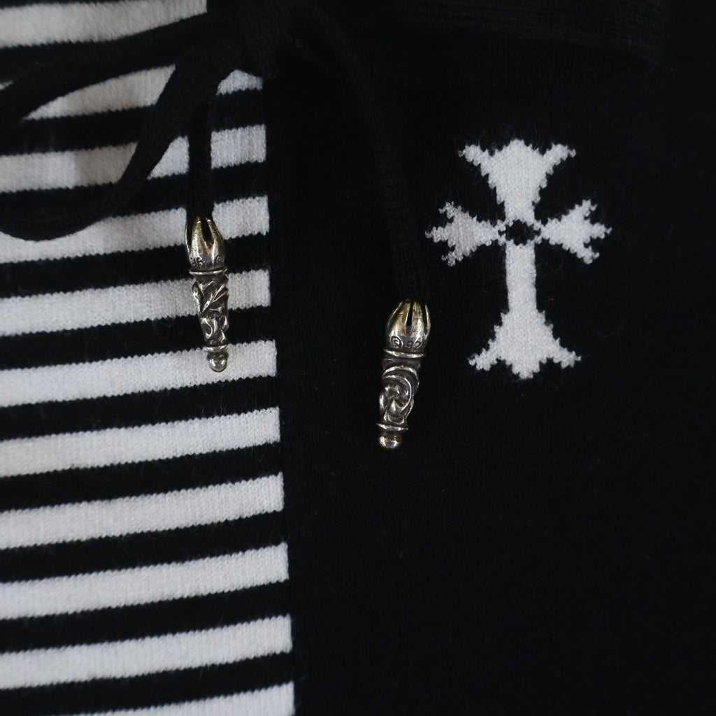 CHROME HEARTS(クロムハーツ) ショーツ クロス ニット地 ボーダー ブラック/ホワイト レディース