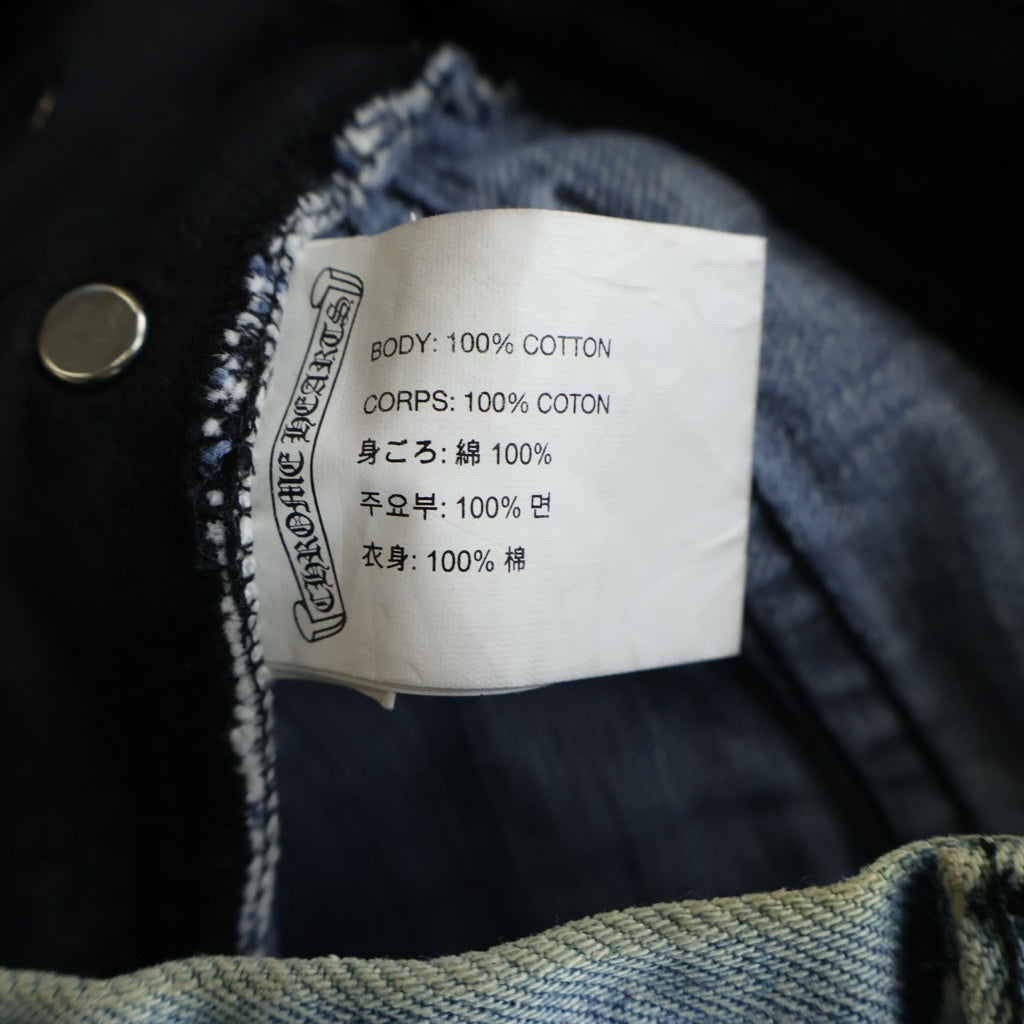 CHROME HEARTS(クロムハーツ) クロスボールボタン ボタンフライ ダメージ加工 ショートパンツ インディゴ レディース