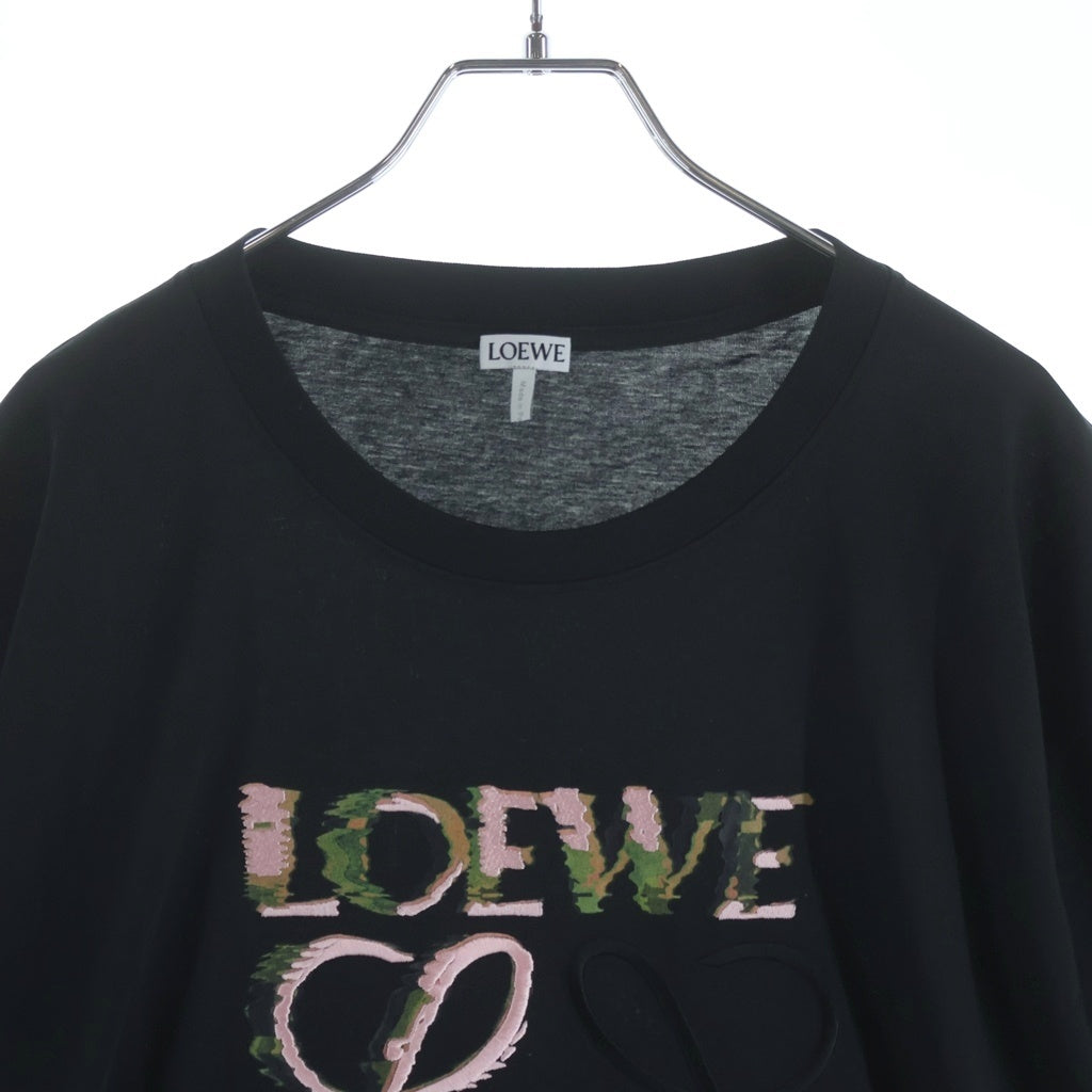 LOEWE(ロエベ) 24SS アナグラム刺繍 半袖Tシャツ クルーネックカットソー ブラック H526Y22J61