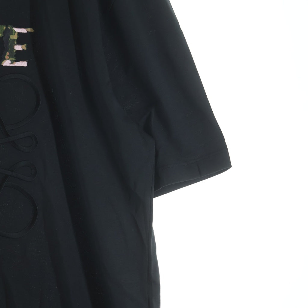 LOEWE(ロエベ) 24SS アナグラム刺繍 半袖Tシャツ クルーネックカットソー ブラック H526Y22J61