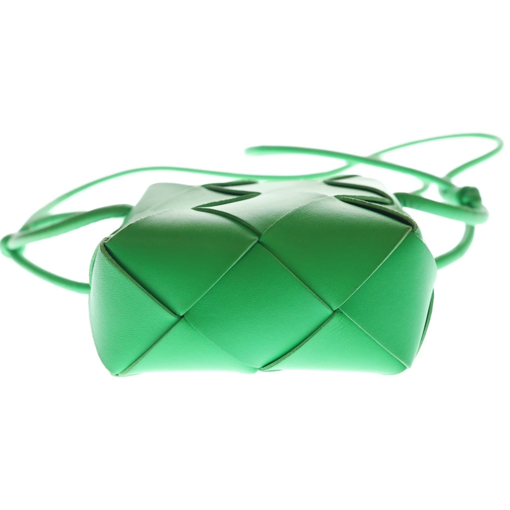 BOTTEGA VENETA(ボッテガヴェネタ) マキシイントレチャート カセット ミニ バケット ショルダーバッグ レザー グリーン レディース
