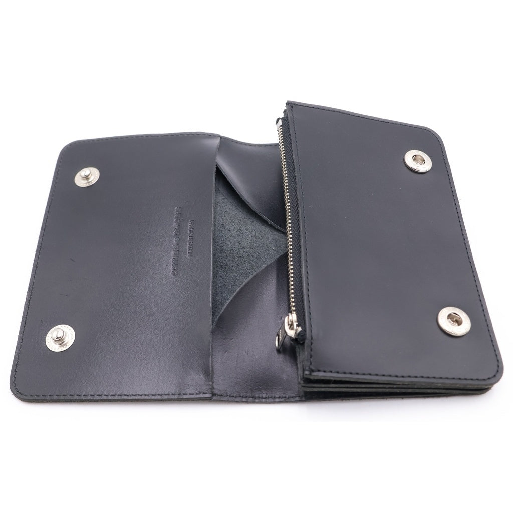 COMME des GARCONS(コムデギャルソン) メッセージ プリント 5ジャバラ ウォレット 財布 レザー ブラック