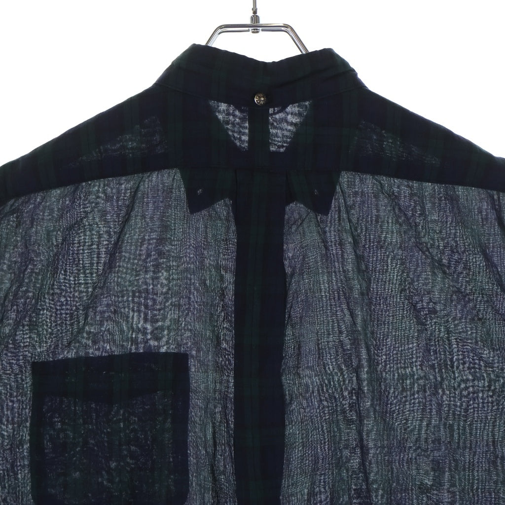 CHROME HEARTS(クロムハーツ) Y NOT ワイノット クロスボタン 半袖チェックシャツ JVP ネイビー/グリーン