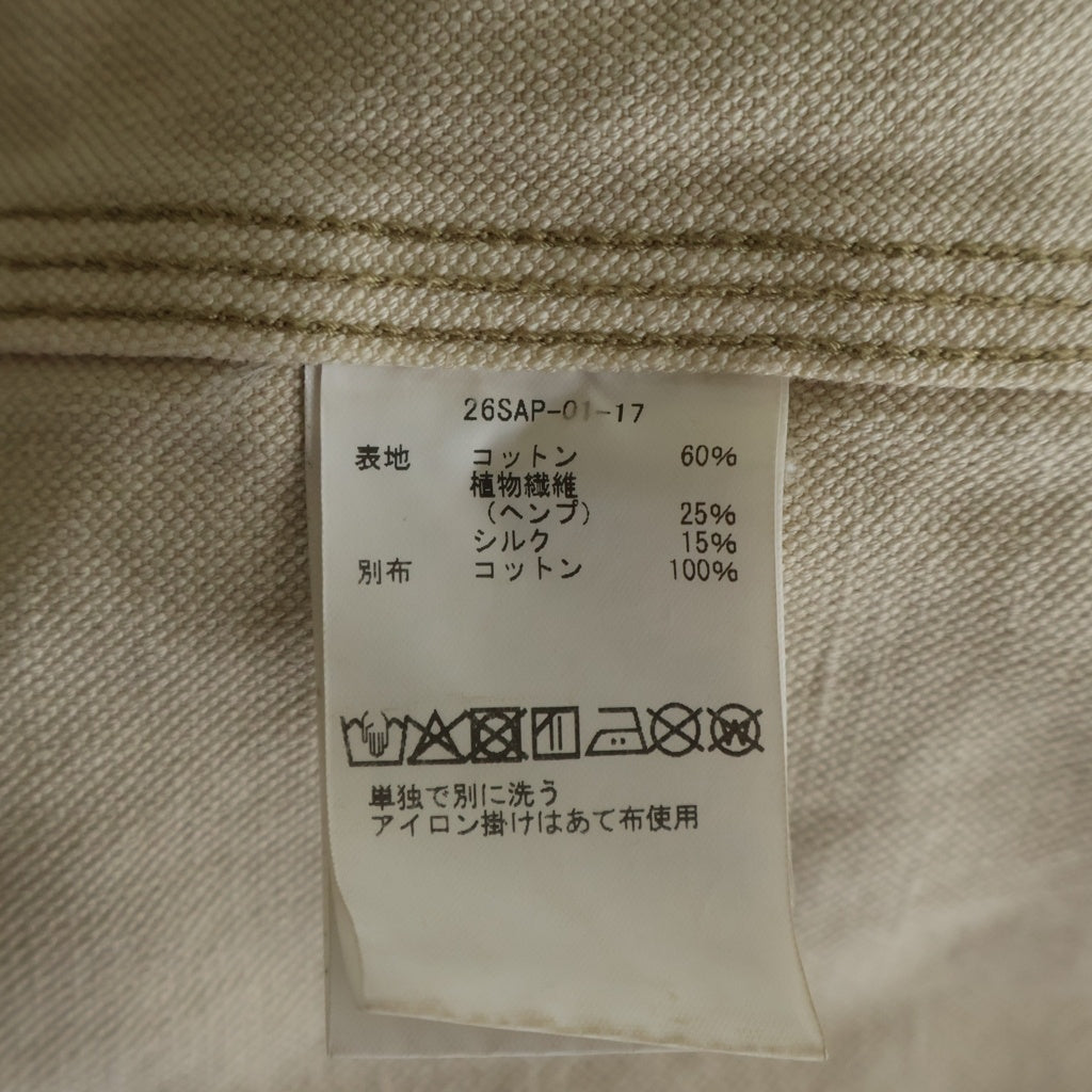 A.PRESSE(アプレッセ) 26SS Vintage Silk Hemp Coverall Jacket 26SAP-01-17 ヴィンテージ加工 カバーオール ジャケット ベージュ