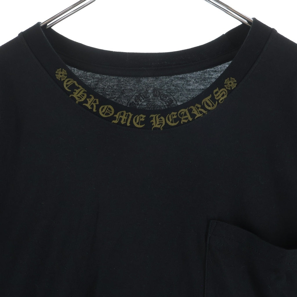 CHROME HEARTS(クロムハーツ) Neck Logo LS TEE ネックロゴプリント アームロゴ クルーネックロングスリーブTシャツカットソー ロンT ブラック