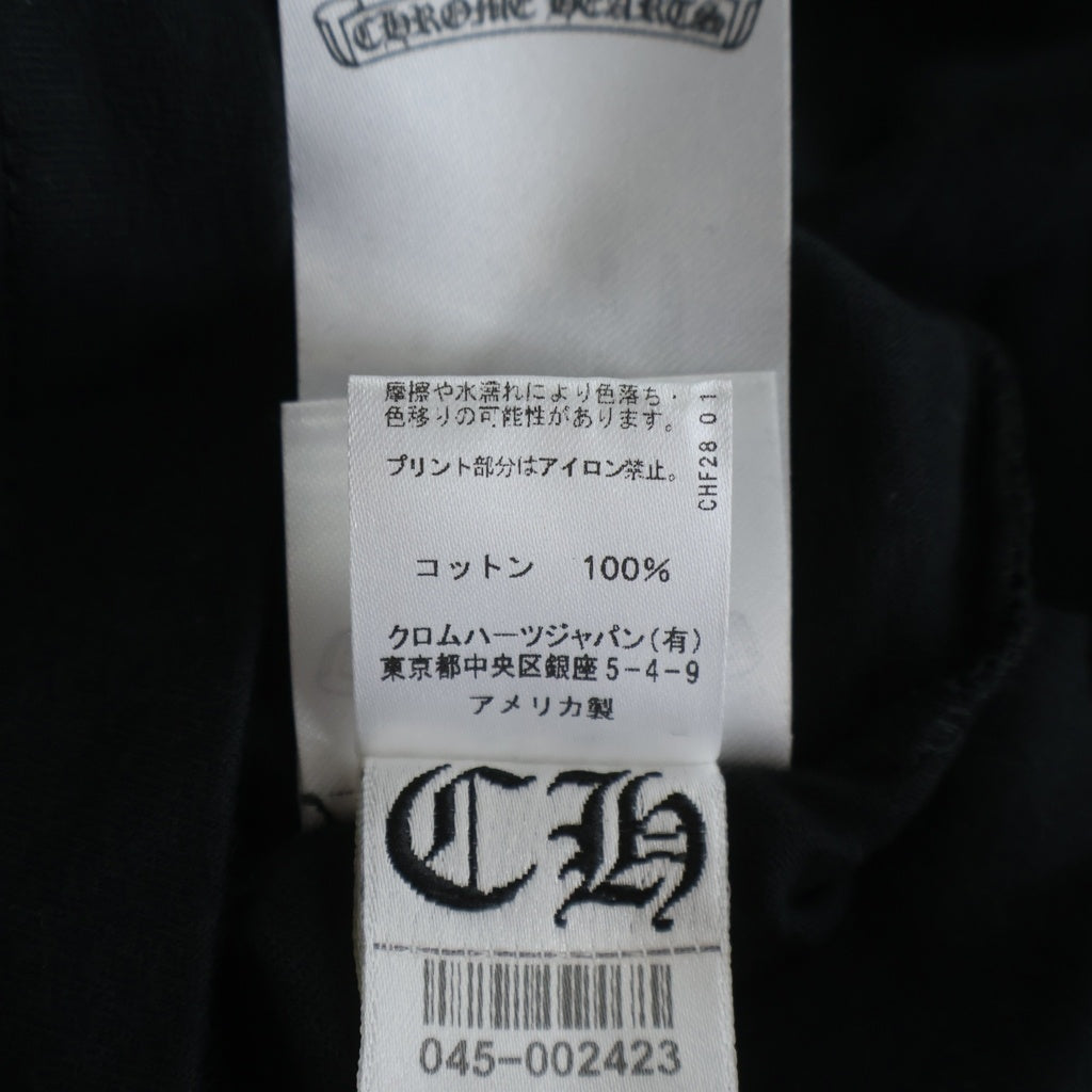 CHROME HEARTS(クロムハーツ) Floral Cross Horseshoe Long Sleeve Tee フローラルクロス ホースシュー ロングスリーブ Tシャツ ブラック/ネオンイエロー