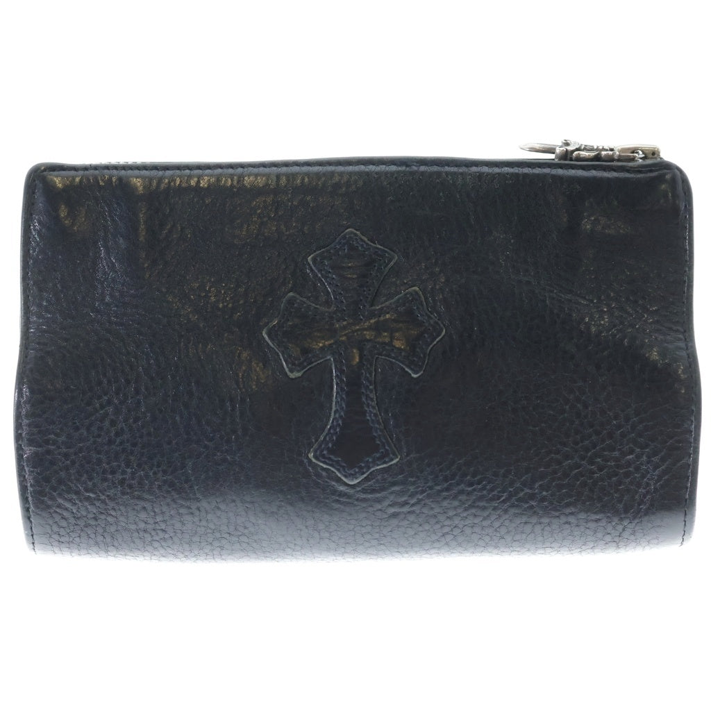 CHROME HEARTS(クロムハーツ) CHクロスパッチ コスメティックポーチ ブラック レザー