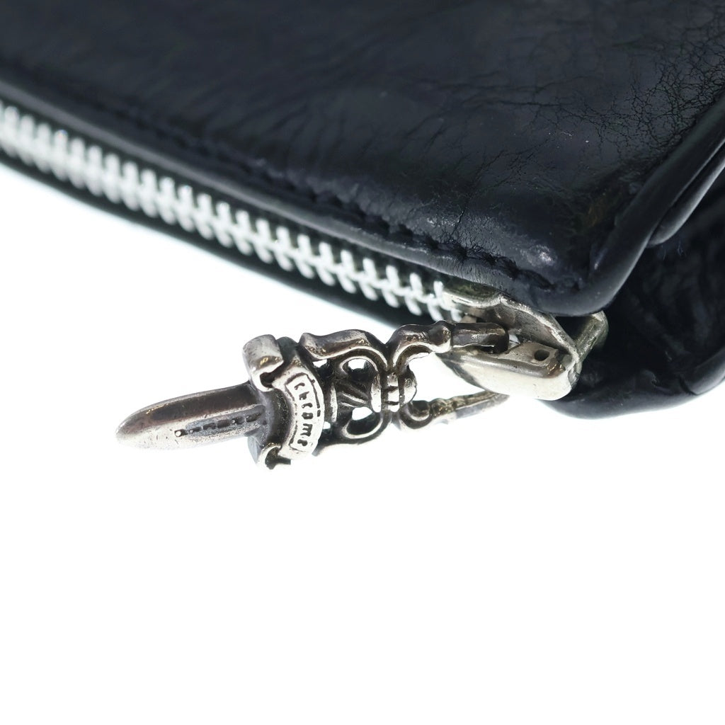 CHROME HEARTS(クロムハーツ) CHクロスパッチ コスメティックポーチ ブラック レザー