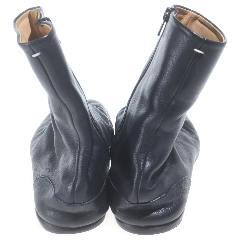 Martin Margiela 22(マルタンマルジェラ) TABI Flat Boots タビ フラット アンクルブーツ ブラック レザー