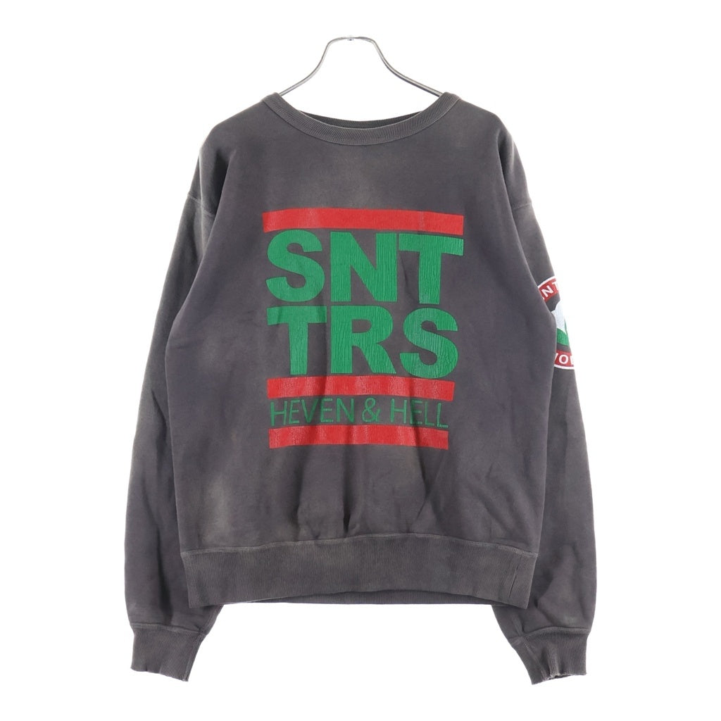 SAINT MICHAEL(セントマイケル) 21AW ×DENIM TEARS デニムティアーズロゴプリント クルーネック スウェットトレーナー チャコールグレー SM-A21-0000-050