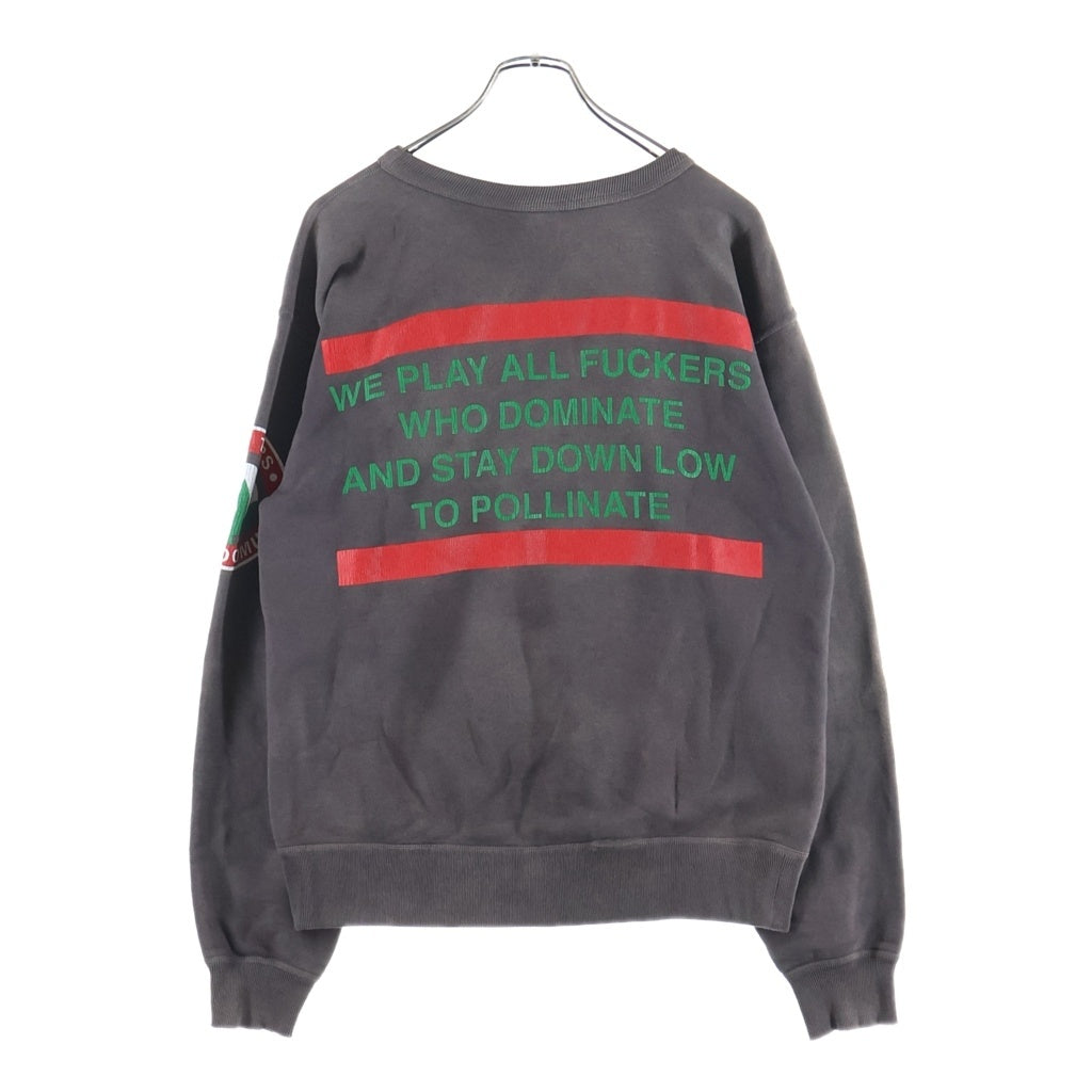 SAINT MICHAEL(セントマイケル) 21AW ×DENIM TEARS デニムティアーズロゴプリント クルーネック スウェットトレーナー チャコールグレー SM-A21-0000-050