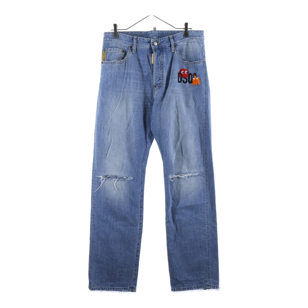 DSQUARED2(ディースクエアード) 23AW × PAC-MAN 642 Jean S71LB1329 S30309 パックマン ダメージ加工 デニムパンツ インディゴ
