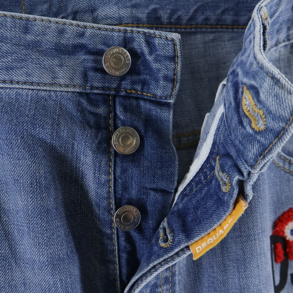 DSQUARED2(ディースクエアード) 23AW × PAC-MAN 642 Jean S71LB1329 S30309 パックマン ダメージ加工 デニムパンツ インディゴ