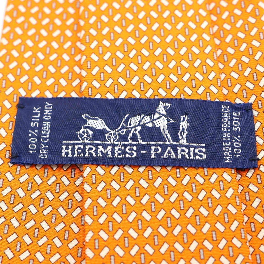 HERMES(エルメス) オレンジ ネクタイ シルク 剣先9