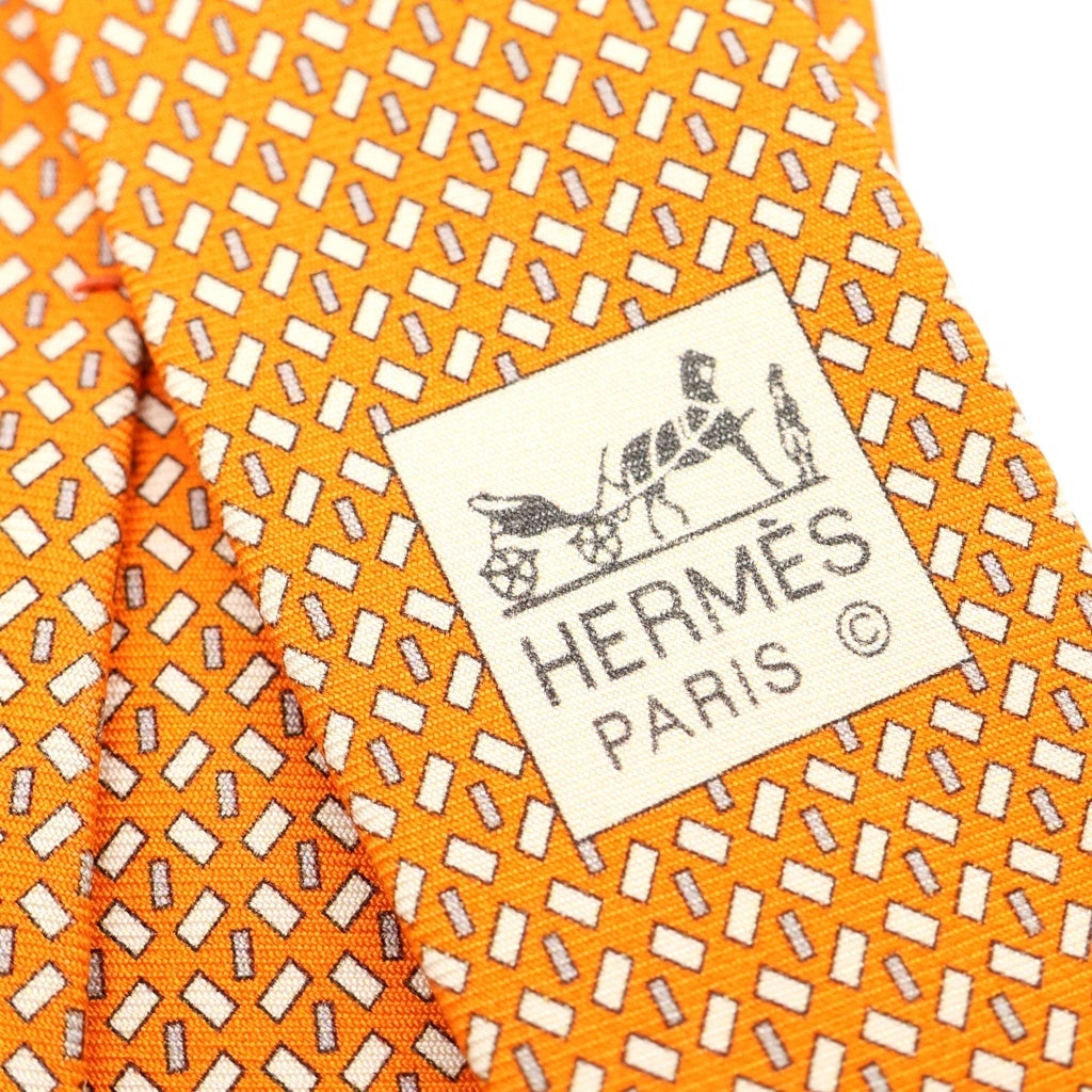 HERMES(エルメス) オレンジ ネクタイ シルク 剣先9