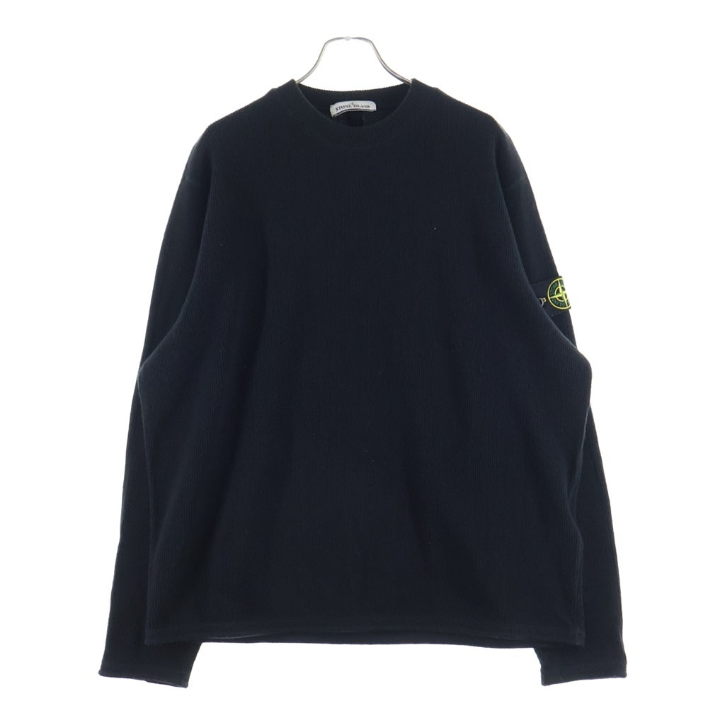 STONE ISLAND(ストーンアイランド) クルーネック リブニット プルオーバー ロゴワッペン付き ブラック