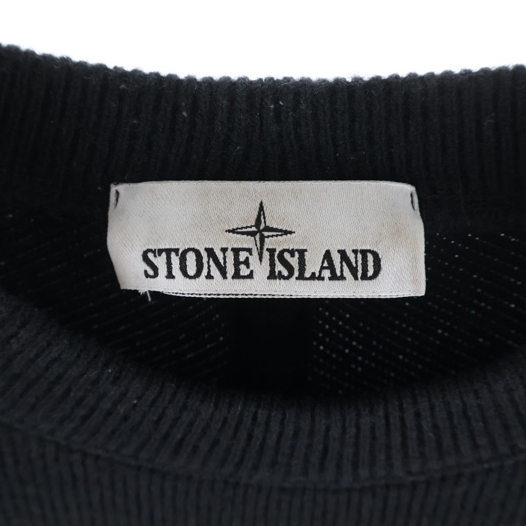 STONE ISLAND(ストーンアイランド) クルーネック リブニット プルオーバー ロゴワッペン付き ブラック