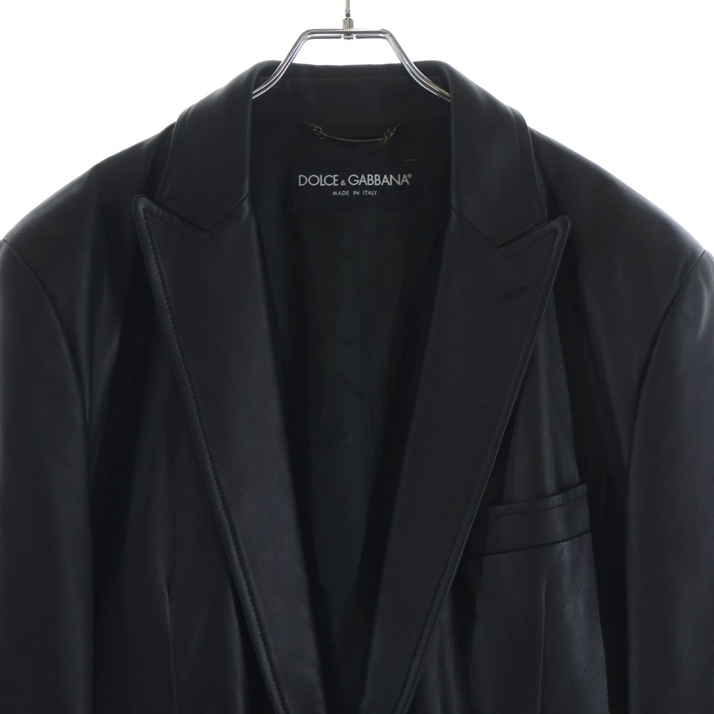 DOLCE & GABBANA(ドルチェアンドガッバーナ) 1B レザー テーラードジャケット ブラック ラムスキン 52