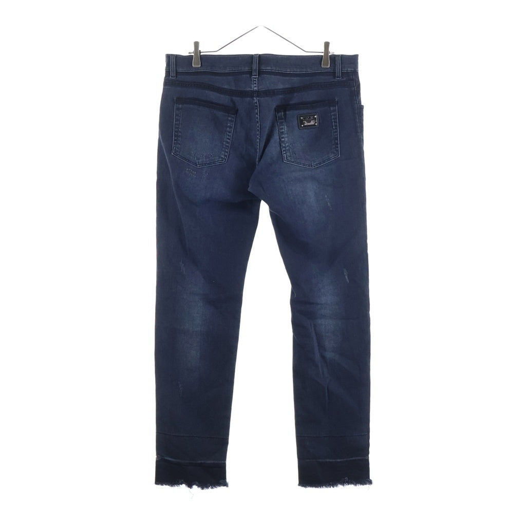 DOLCE & GABBANA(ドルチェアンドガッバーナ) ダメージ加工 スキニージンズ ネイビー インディゴ GYC4LD G8BD0 52