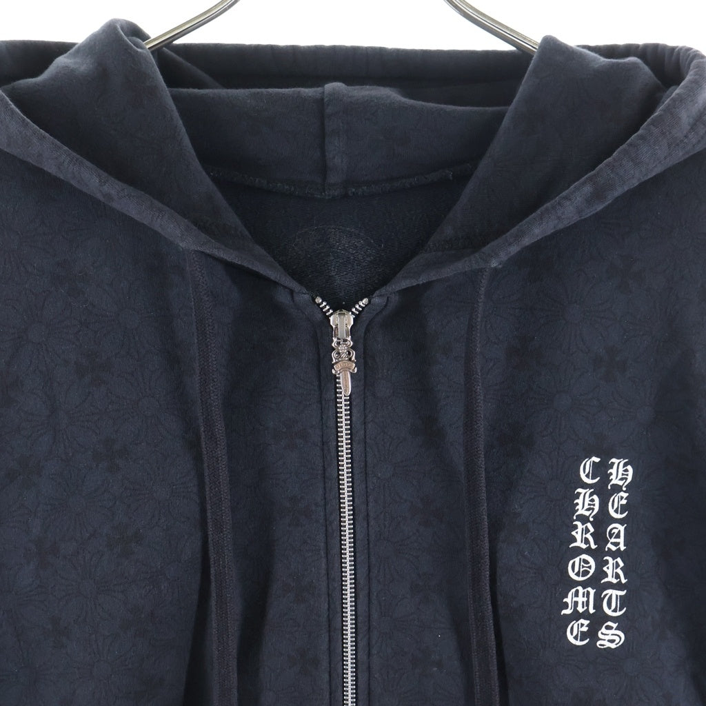 CHROME HEARTS(クロムハーツ) SWTSHRT HD ZIP CHプラス総柄 バックCHプラスプリント ジップパーカー ブラック