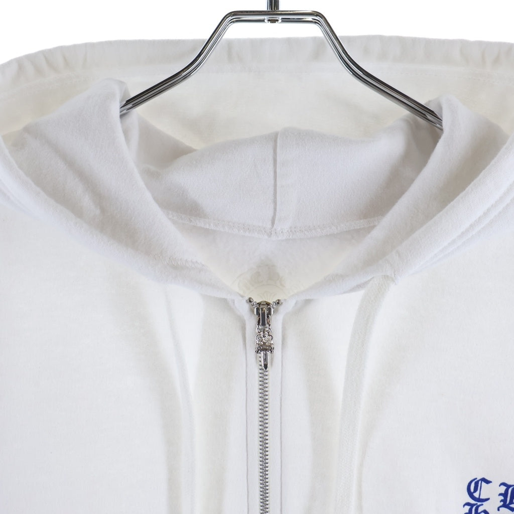 CHROME HEARTS(クロムハーツ) Vertical Logo Zip Up Hoodie 袖プリント ヴァーティカル ロゴ ジップアップフーディー パーカー ホワイト