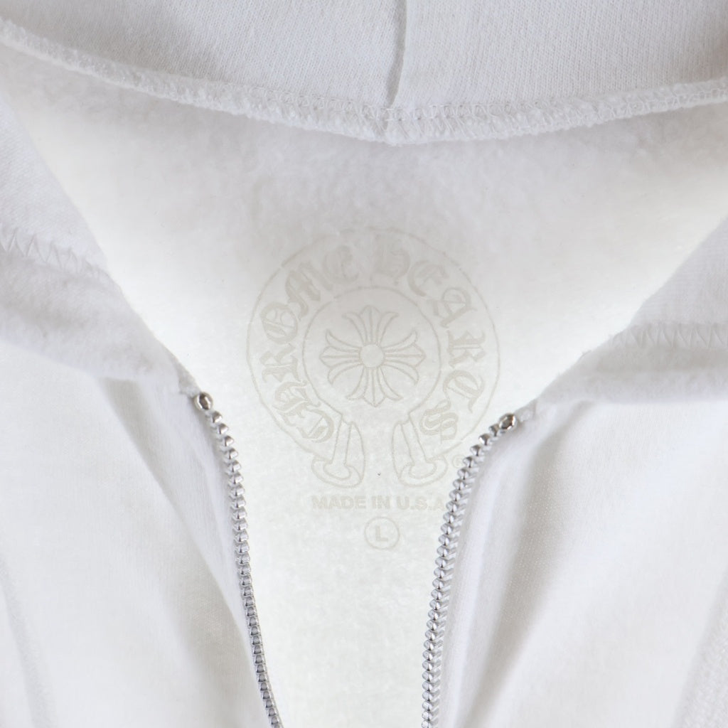 CHROME HEARTS(クロムハーツ) Vertical Logo Zip Up Hoodie 袖プリント ヴァーティカル ロゴ ジップアップフーディー パーカー ホワイト