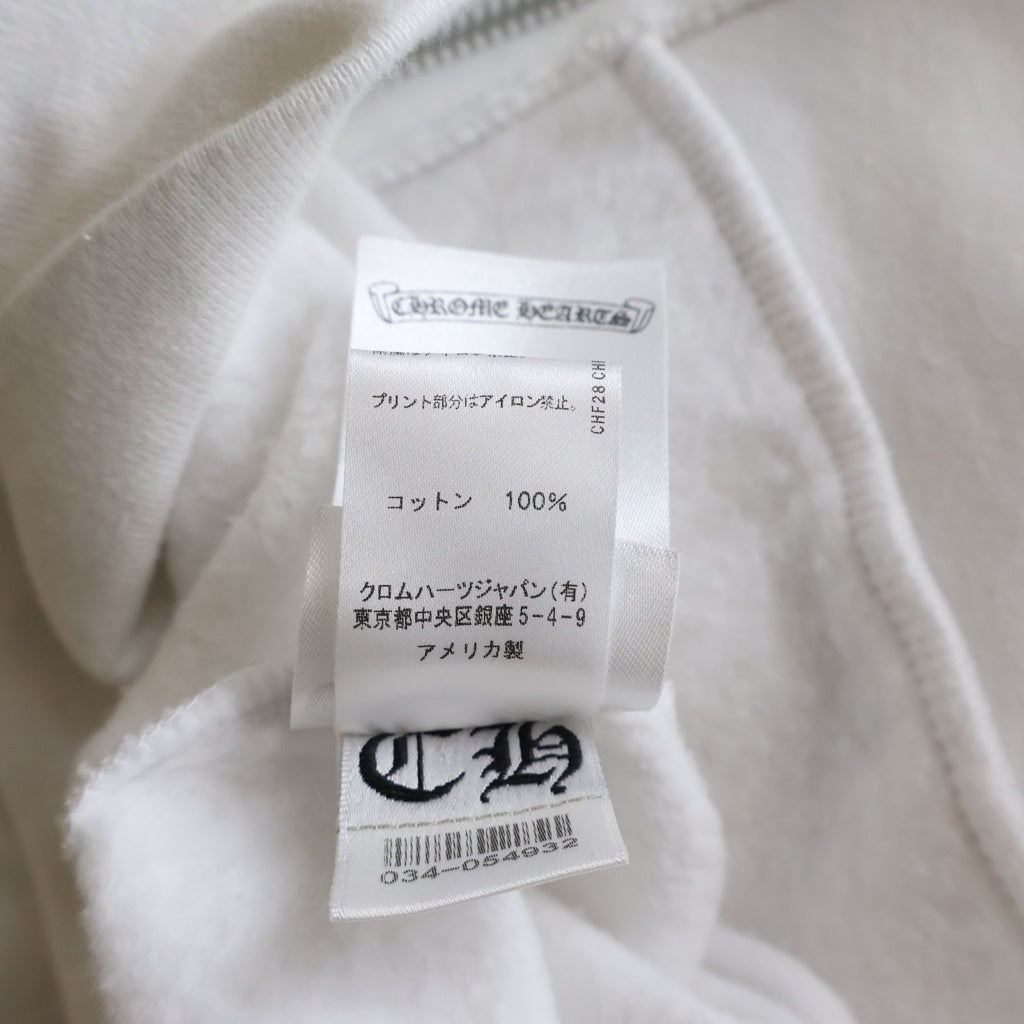 CHROME HEARTS(クロムハーツ) Vertical Logo Zip Up Hoodie 袖プリント ヴァーティカル ロゴ ジップアップフーディー パーカー ホワイト