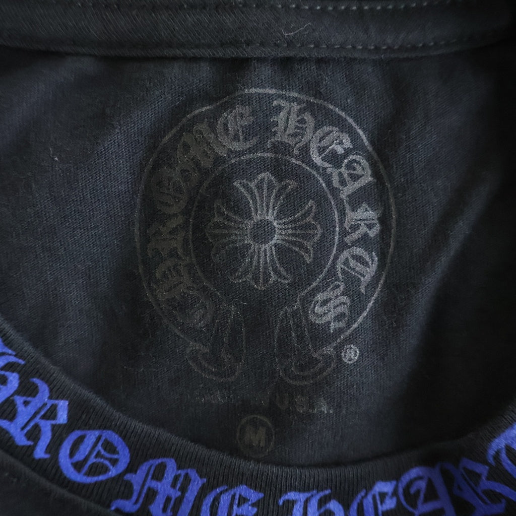 CHROME HEARTS(クロムハーツ) Neck Logo T-Shirt ネックロゴ 半袖Tシャツ カットソー ブラック/ブルー
