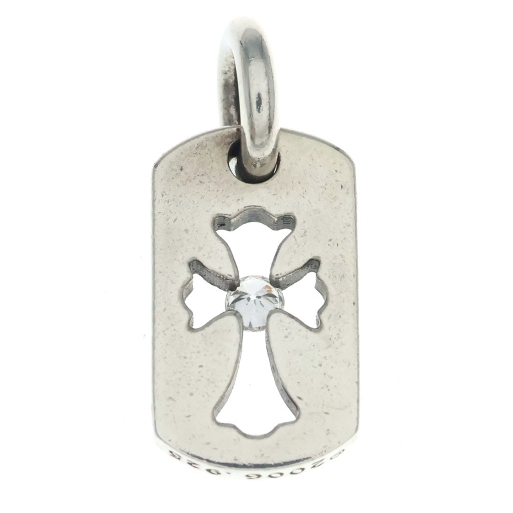 CHROME HEARTS(クロムハーツ) DT TNY CO CRS 1DIA タイニーカットアウトクロスドッグタグ 1ダイヤ チャーム ネックレストップ シルバー BCA410