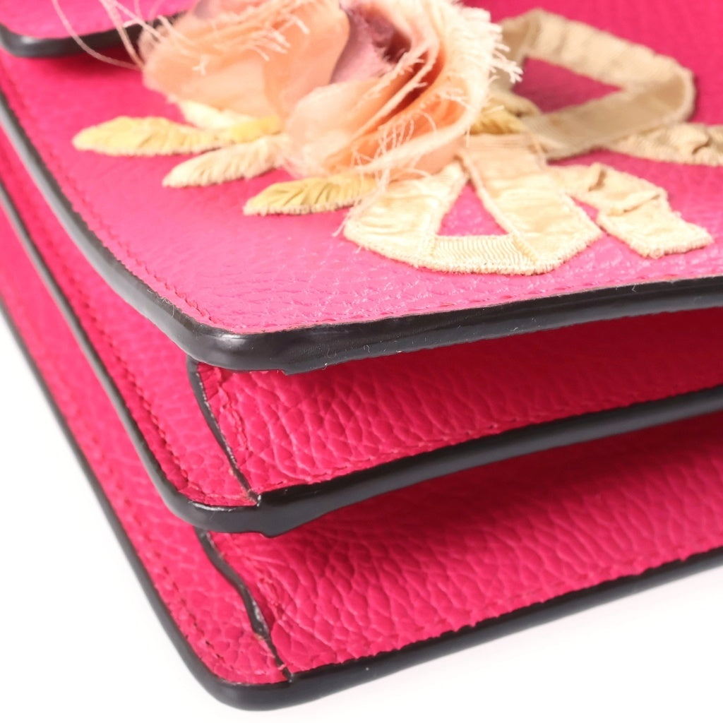 GUCCI(グッチ) Dionysus Guccify パール金具 フラワー刺繍 ショルダーバッグ ピンク レザー 400249 レディース