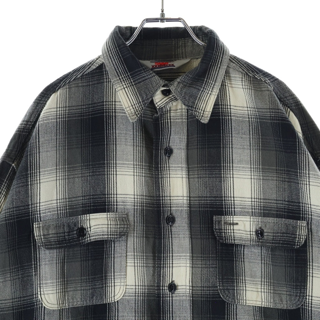 SAINT MICHAEL(セントマイケル) 25AW ×BerBerJin FLANNEL SHIRT ベルベルジン ダメージ加工 フランネル チェックシャツ 長袖シャツ グレー SM-HR1-0000-C52