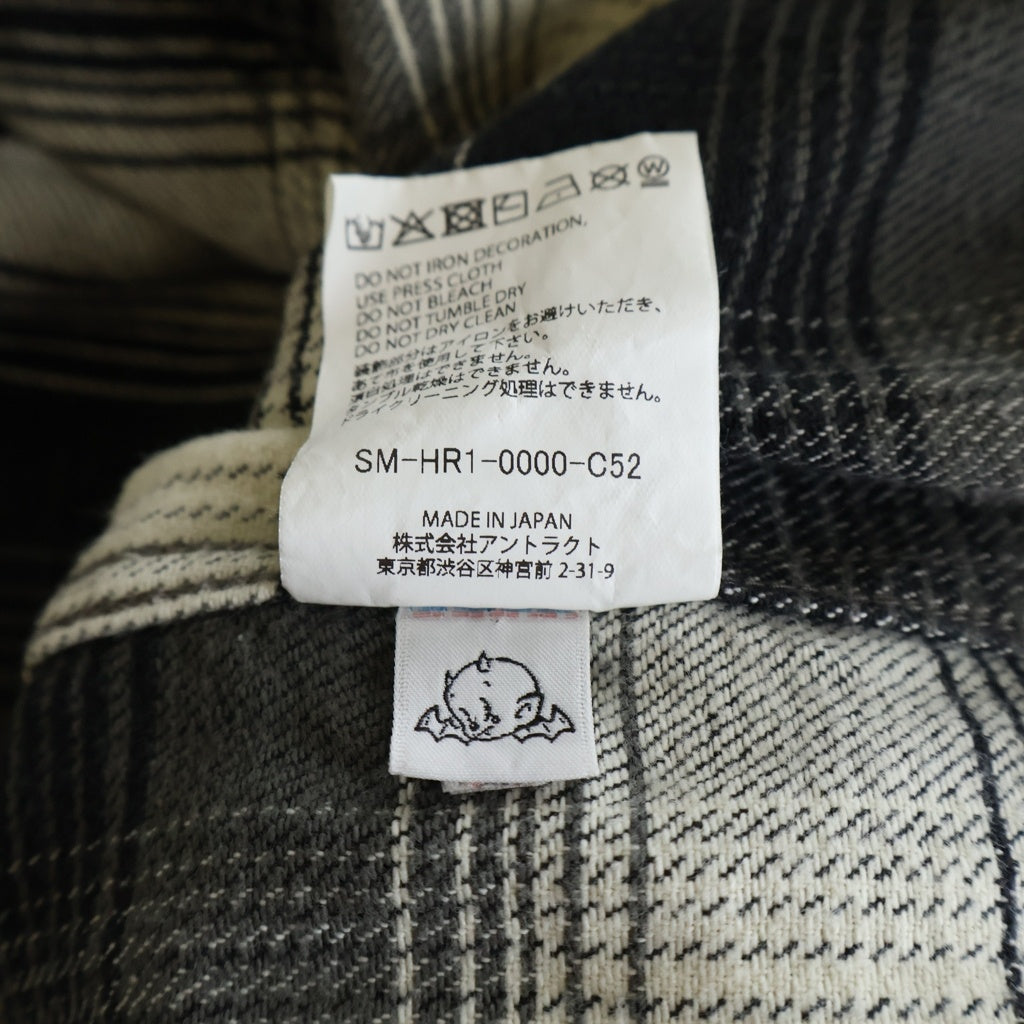 SAINT MICHAEL(セントマイケル) 25AW ×BerBerJin FLANNEL SHIRT ベルベルジン ダメージ加工 フランネル チェックシャツ 長袖シャツ グレー SM-HR1-0000-C52