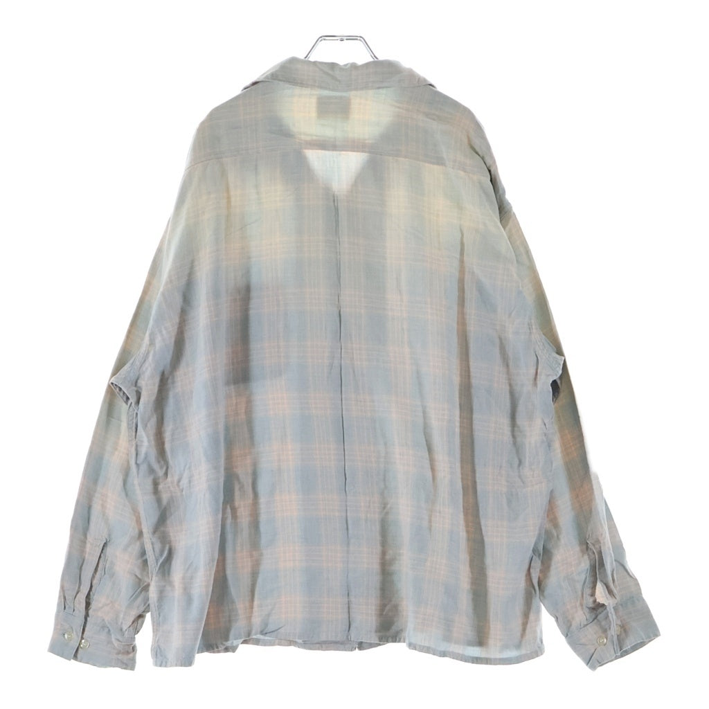 SAINT MICHAEL(セントマイケル) 26SS RAYON SHIRT/CHECK/SKY BLUE T-SHIRT ダメージ加工 長袖シャツ SMーMK8ー0000ー046