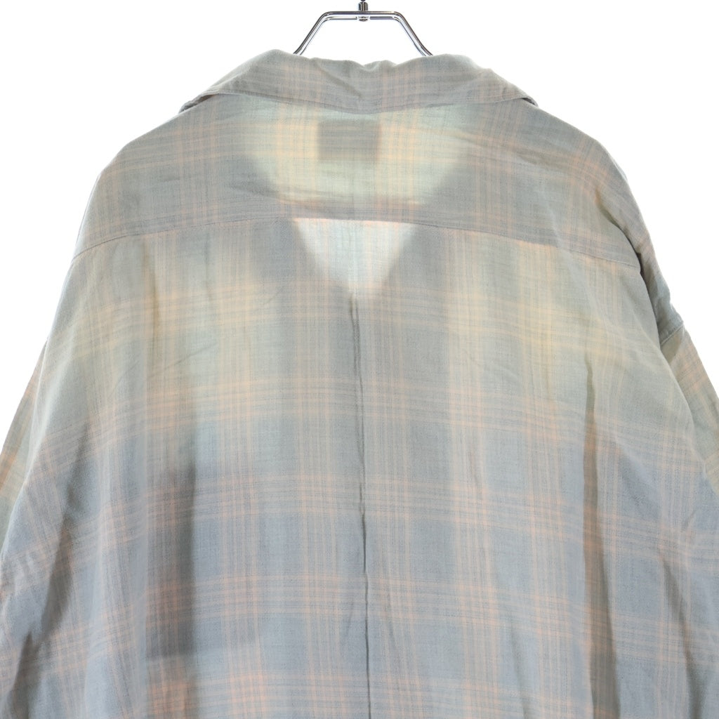 SAINT MICHAEL(セントマイケル) 26SS RAYON SHIRT/CHECK/SKY BLUE T-SHIRT ダメージ加工 長袖シャツ SMーMK8ー0000ー046