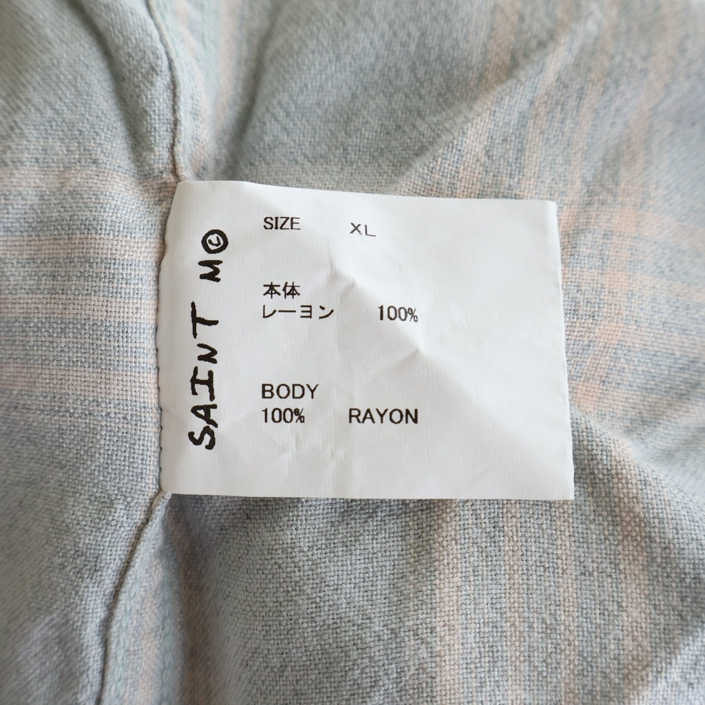 SAINT MICHAEL(セントマイケル) 26SS RAYON SHIRT/CHECK/SKY BLUE T-SHIRT ダメージ加工 長袖シャツ SMーMK8ー0000ー046