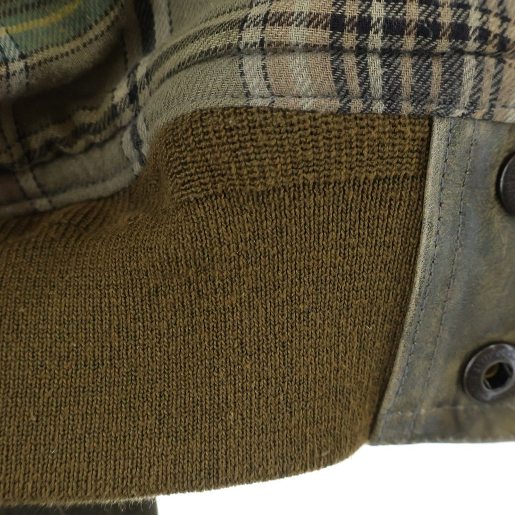 RRL(ダブルアールエル) 裏地チェック柄 レザーボンバージャケット フライトジャケット 0200013316 グリーン